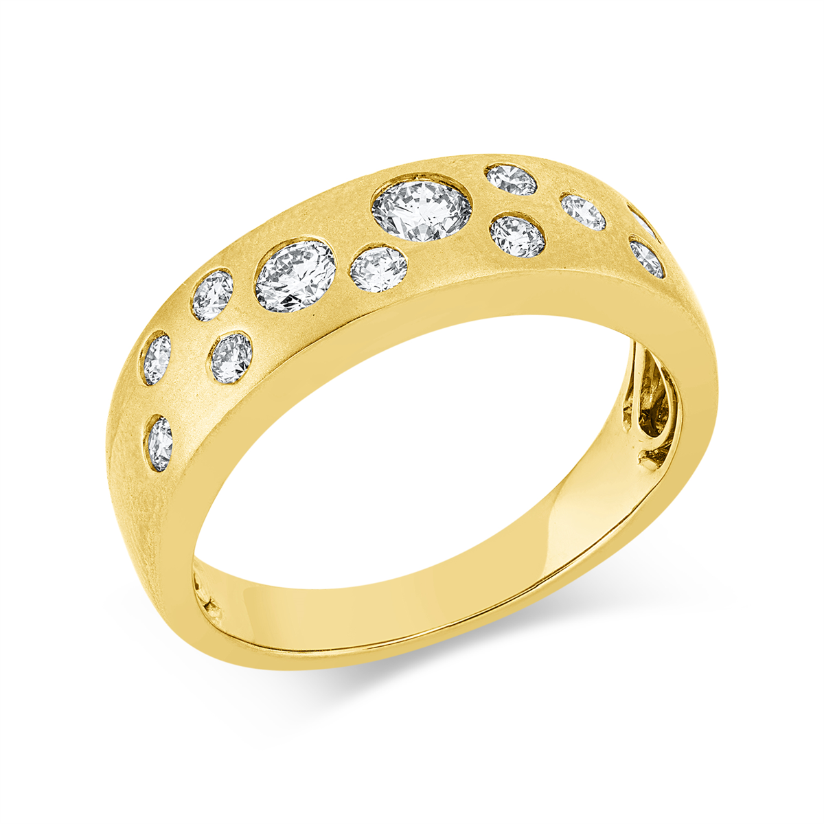 diamond full cut  modern woman ring in yellow gold