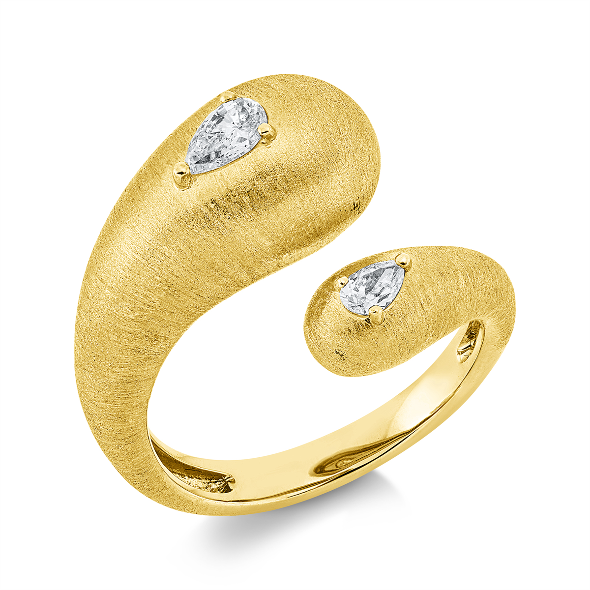 pear shape  modern woman ring in yellow gold