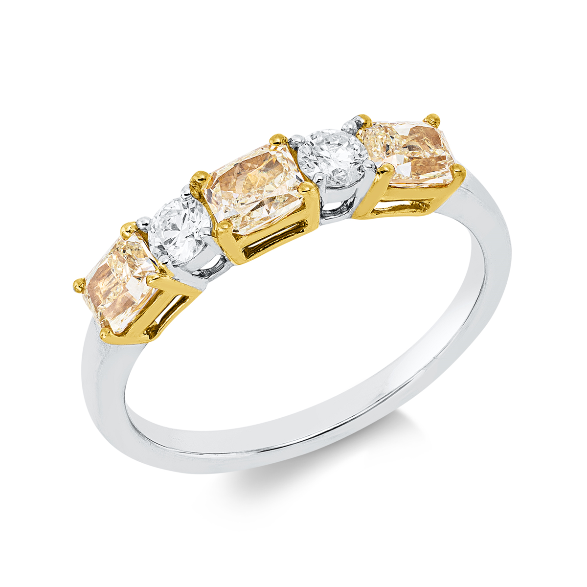 diamond full cut  fancy colored diamond ring in white gold / yellow gold