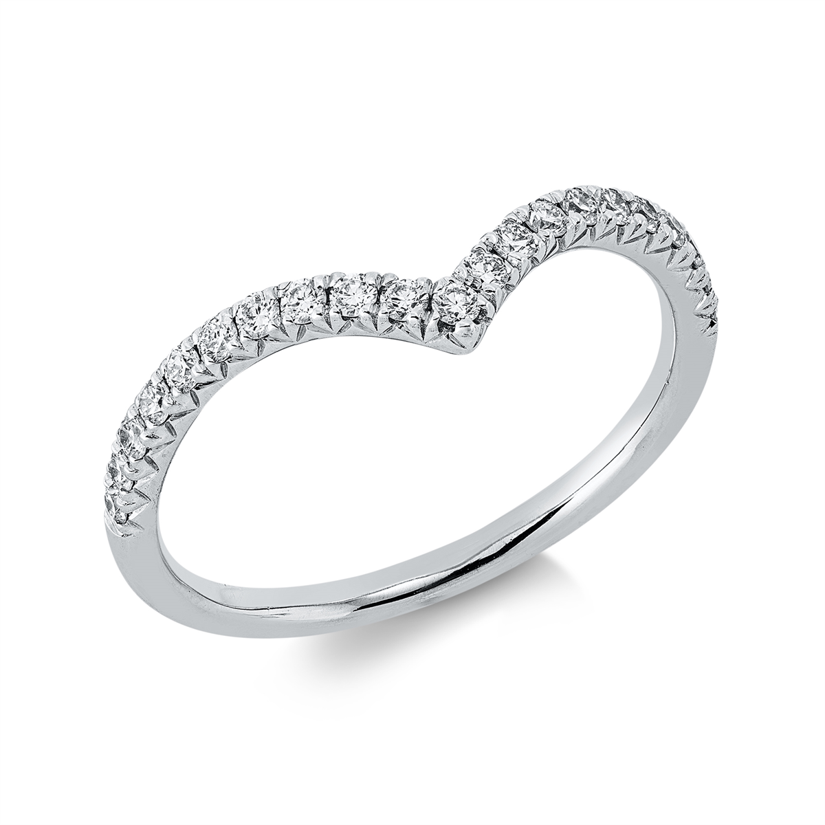 diamond full cut  modern woman ring in white gold