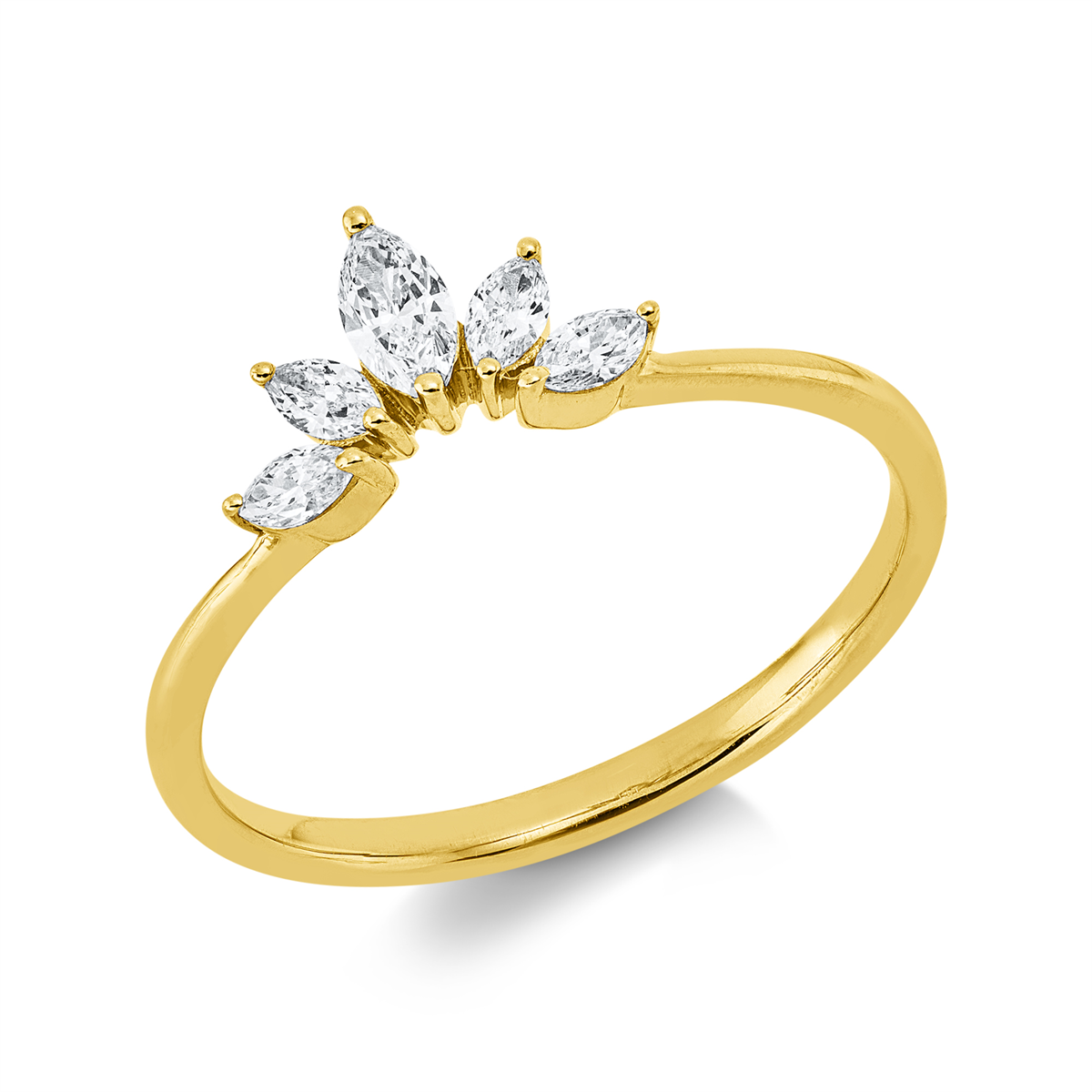 marquise  modern woman ring in yellow gold