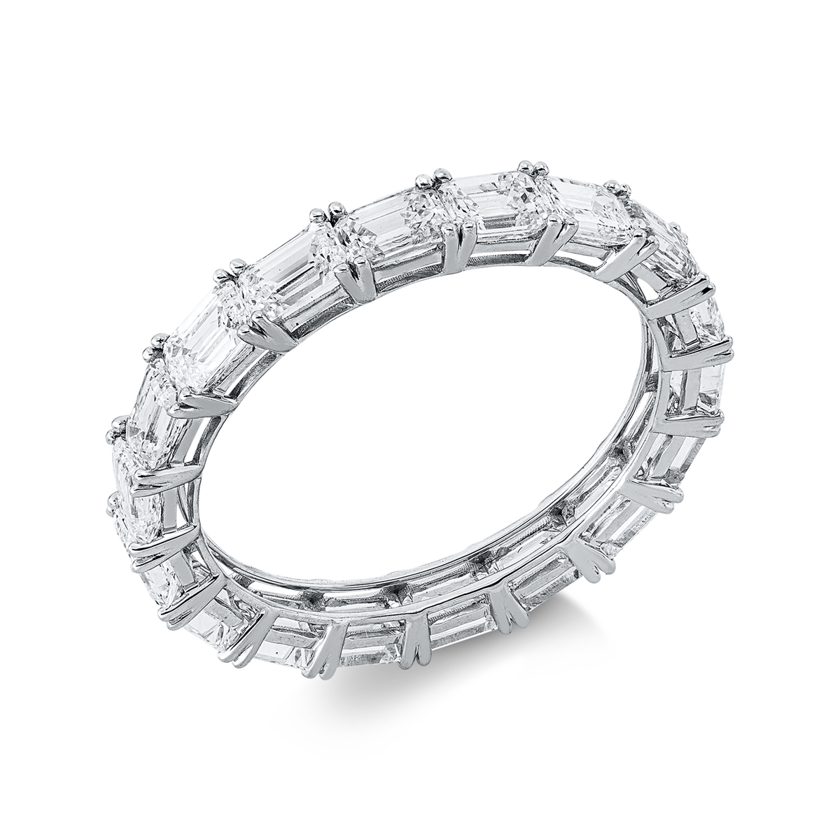 emerald cut  exclusive ring in white gold