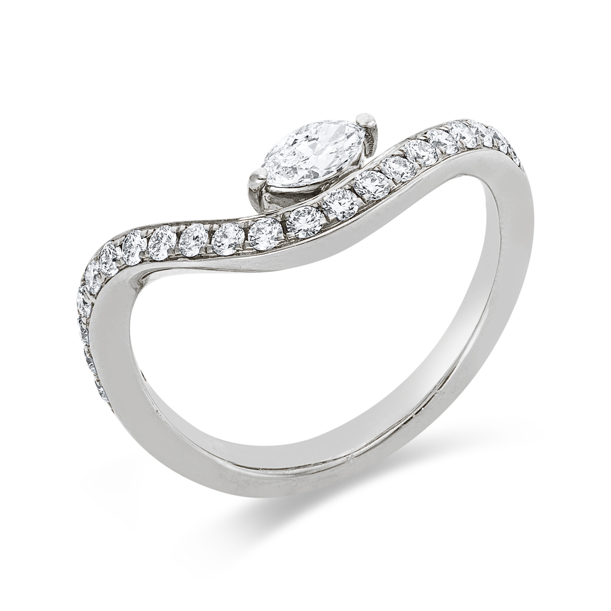 diamond full cut  modern woman ring in white gold
