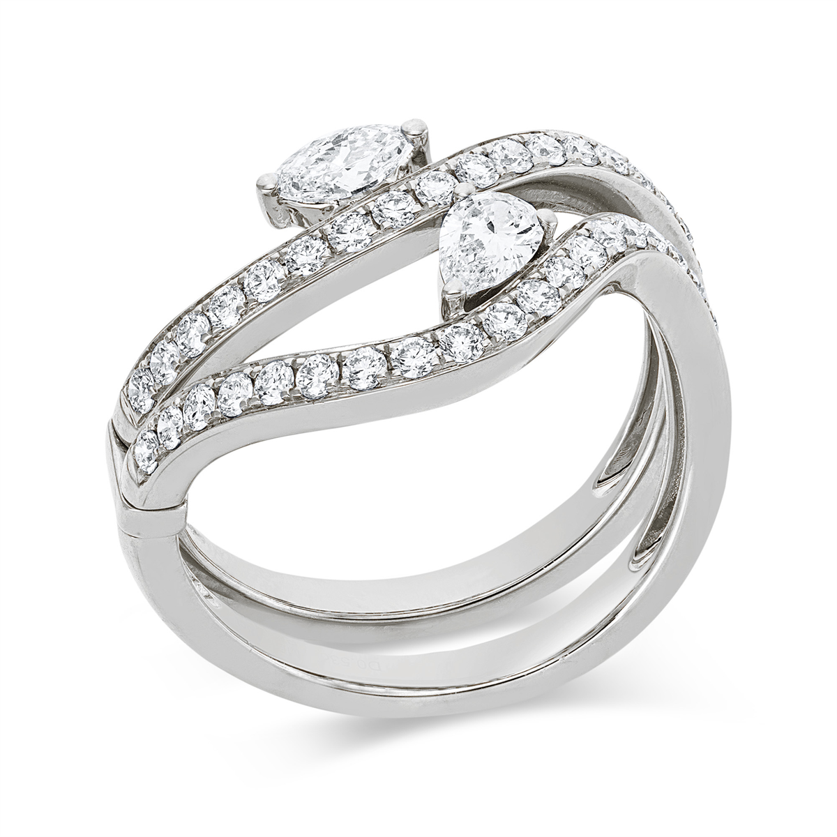 diamond full cut  modern woman ring in white gold