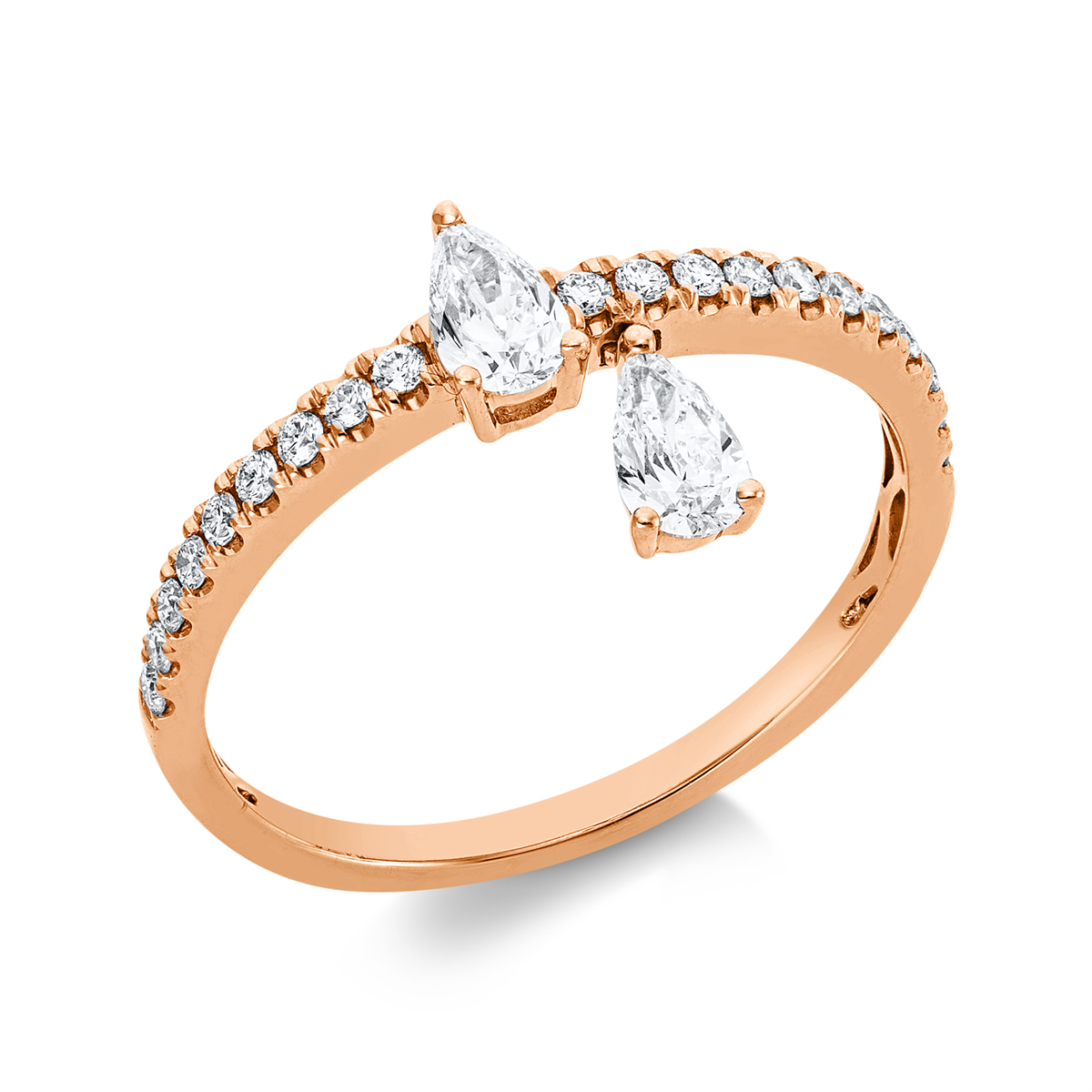 diamond full cut  modern woman ring in red gold