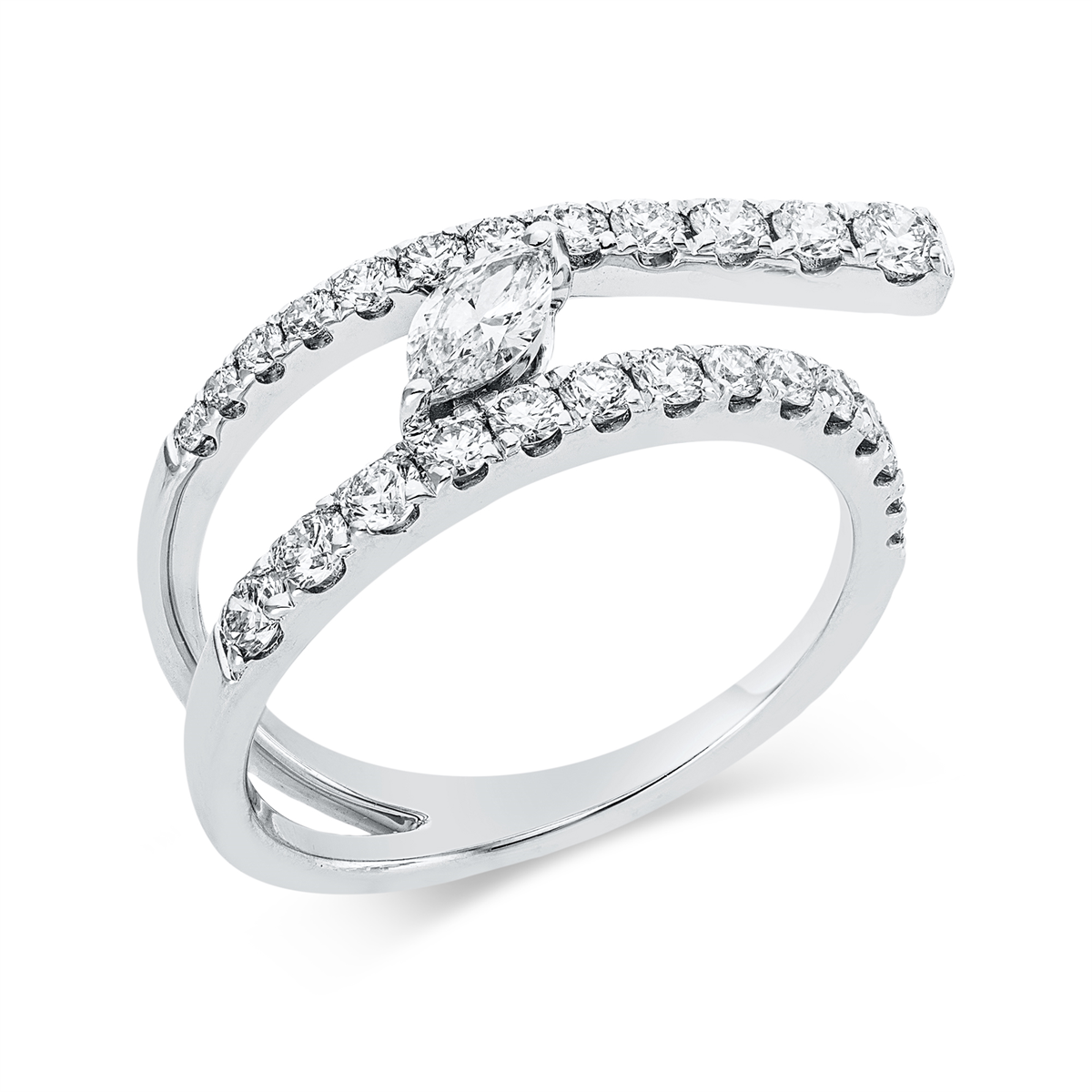 diamond full cut  modern woman ring in white gold