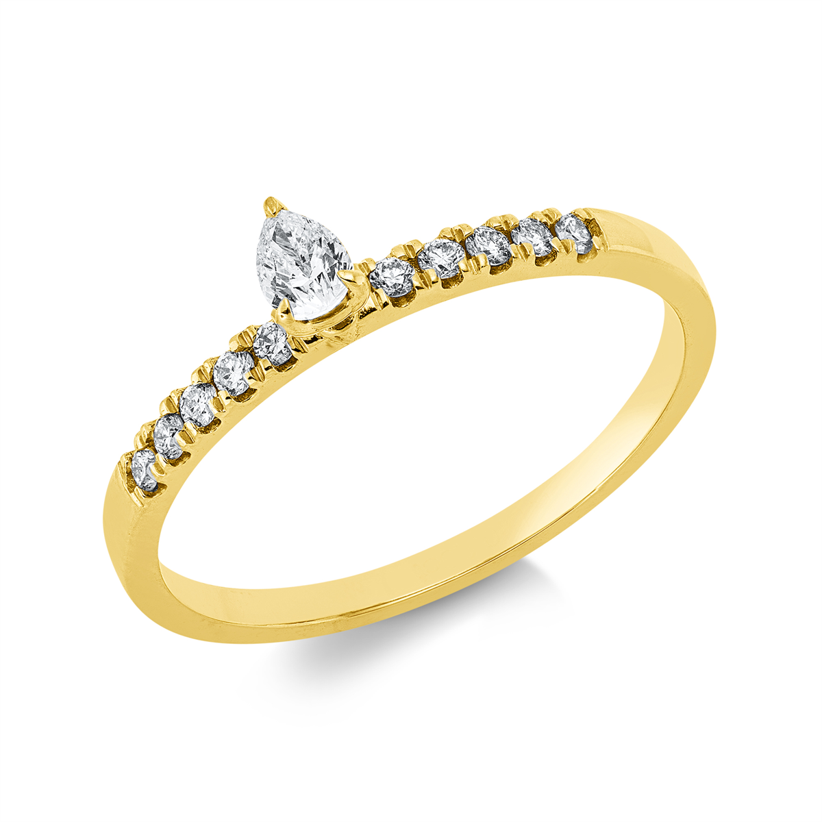 diamond full cut  solitaire with accent stones ring in yellow gold