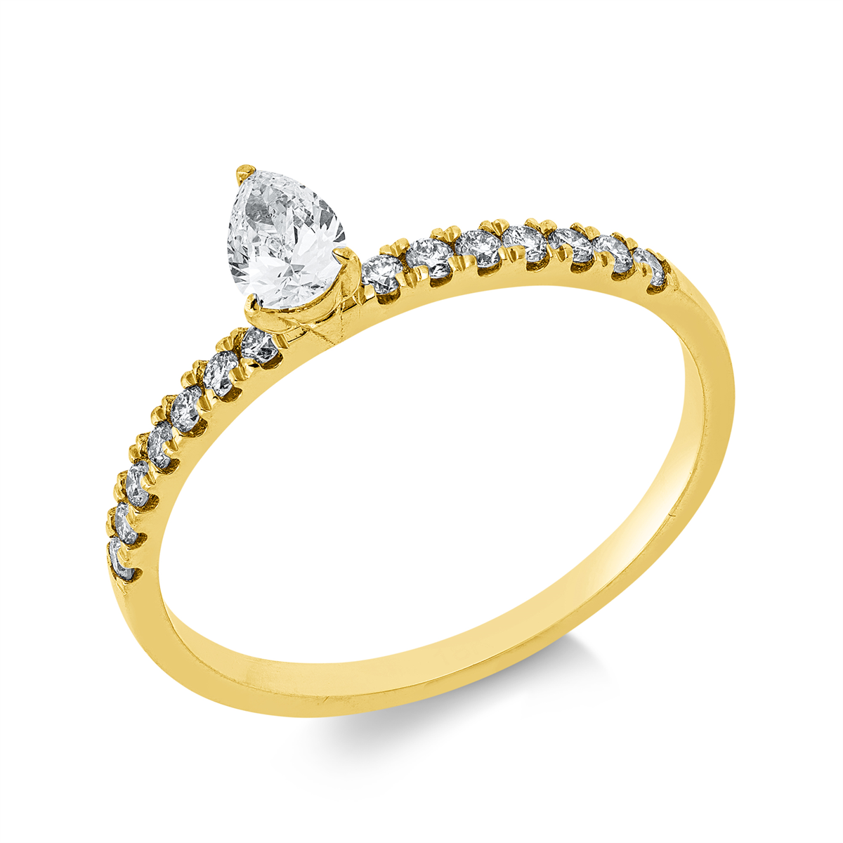diamond full cut  solitaire with accent stones ring in yellow gold