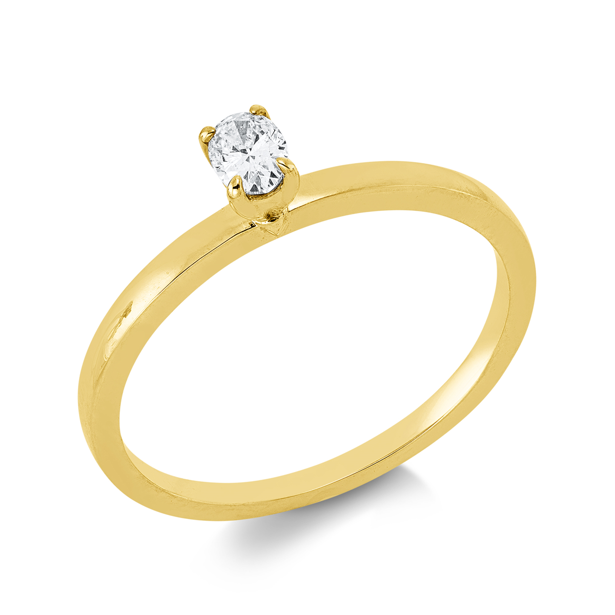oval  solitaire ring in yellow gold