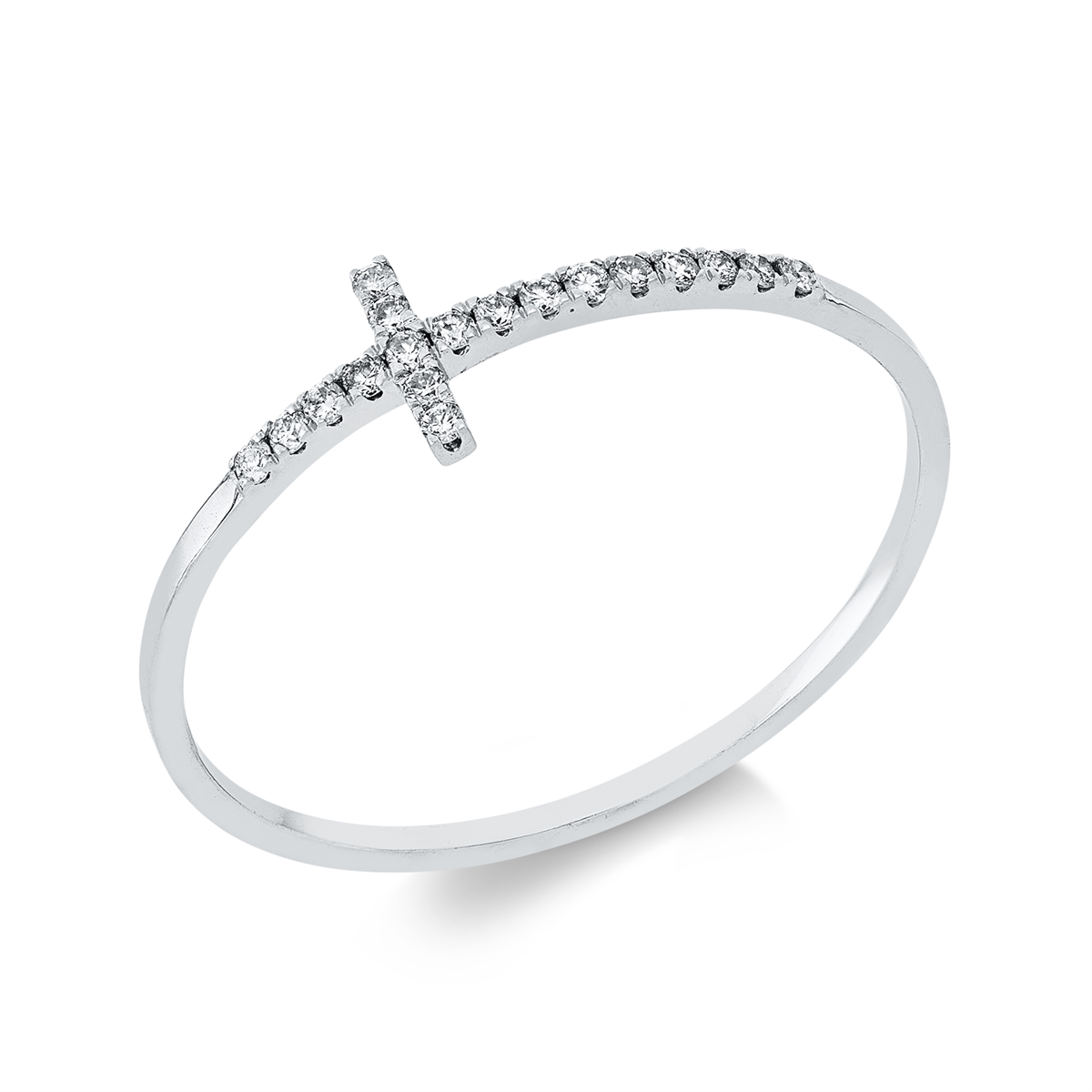 diamond full cut  cross ring in white gold