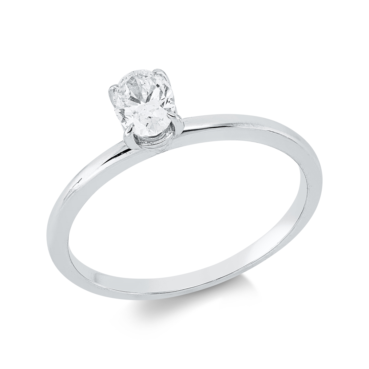 oval  solitaire ring in white gold