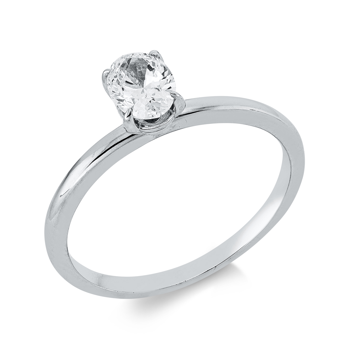 oval  solitaire ring in white gold