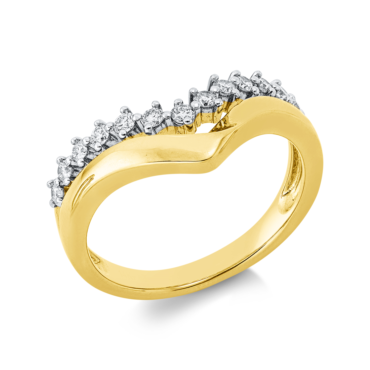 diamond full cut  modern woman ring in yellow gold / white gold