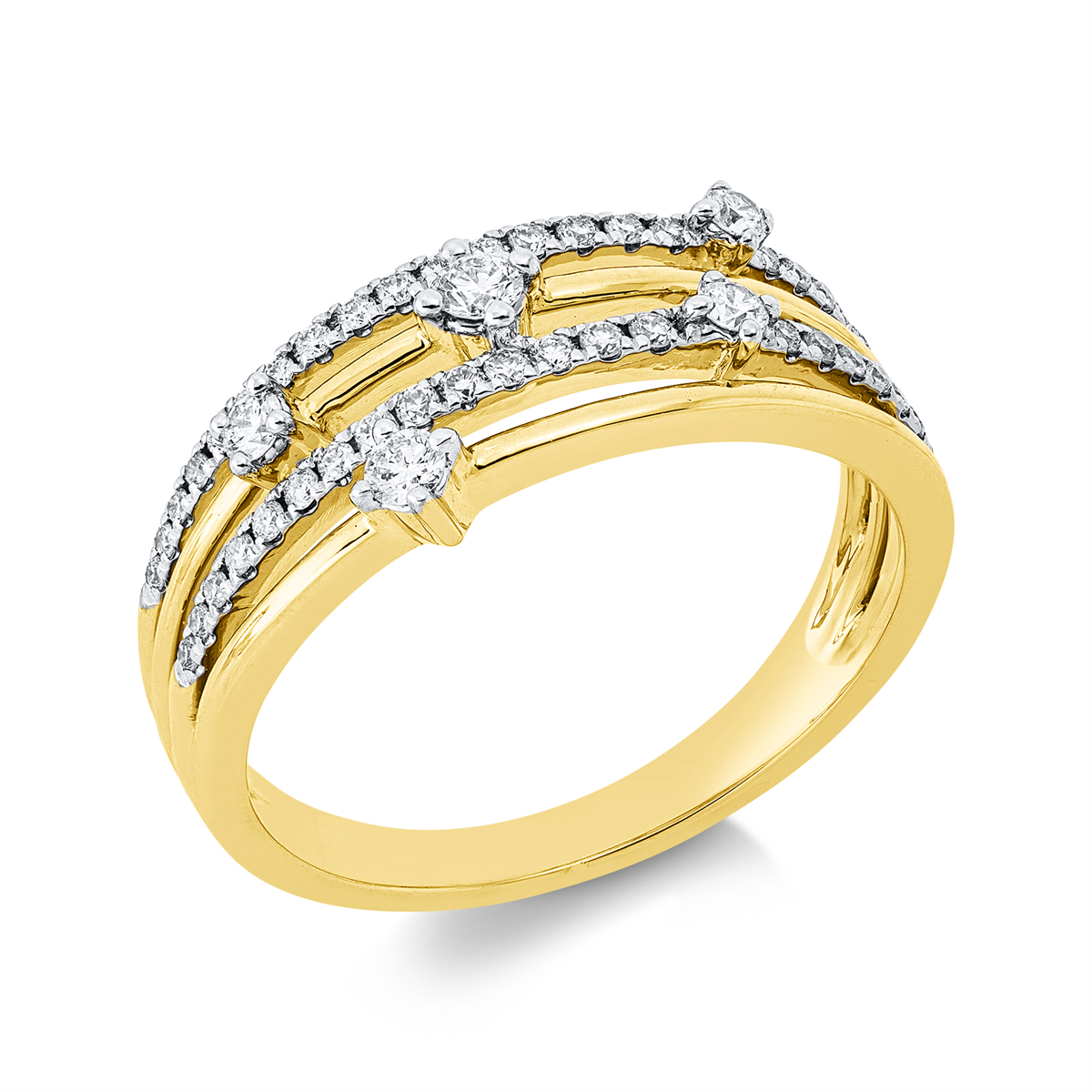 diamond full cut  modern woman ring in yellow gold / white gold
