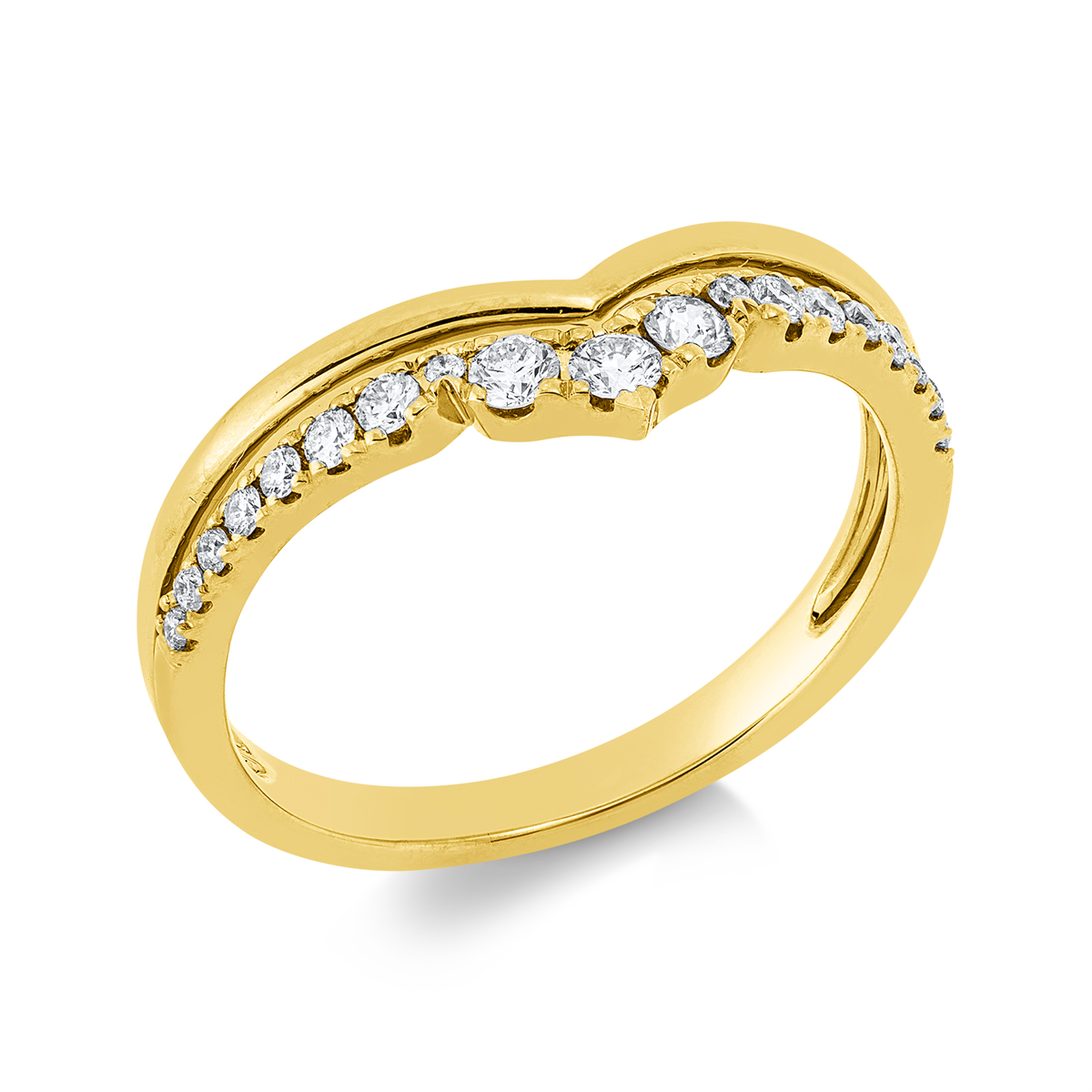 diamond full cut  modern woman ring in yellow gold