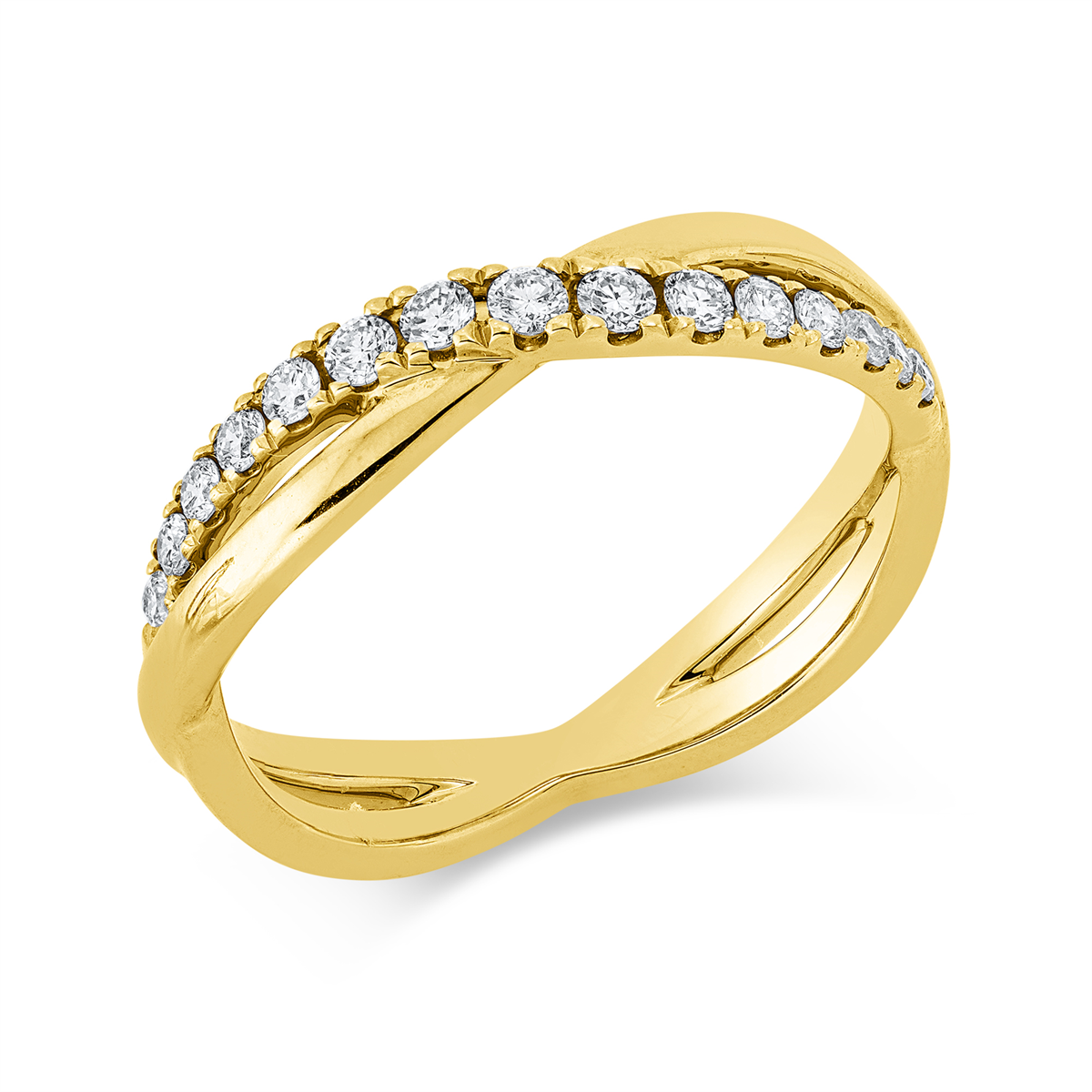 diamond full cut  modern woman ring in yellow gold