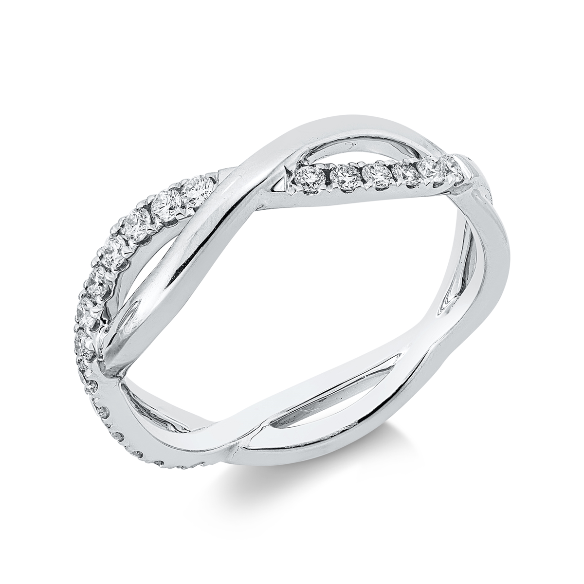 diamond full cut  modern woman ring in white gold