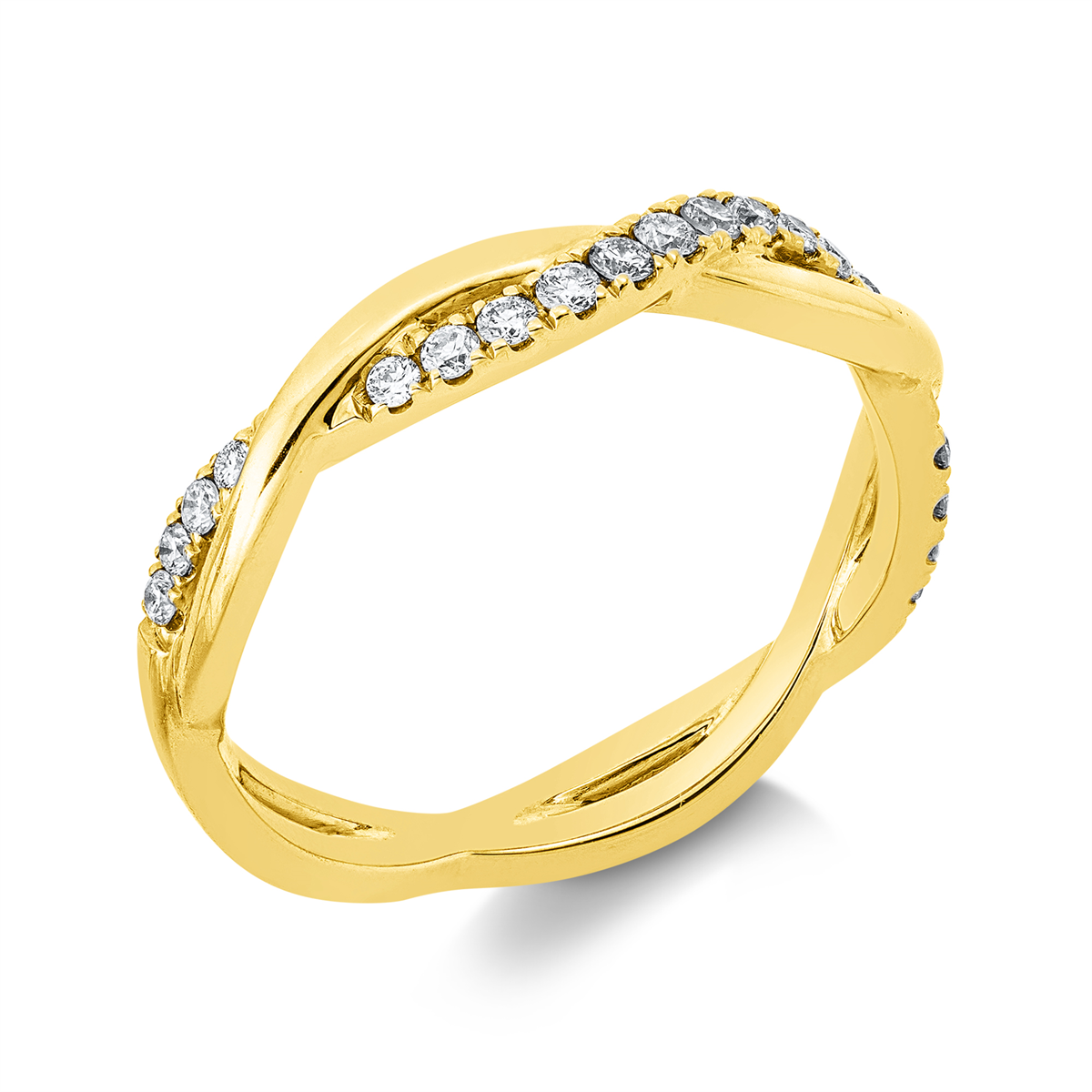 diamond full cut  modern woman ring in yellow gold