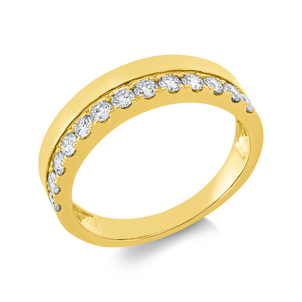 diamond full cut  modern woman ring in yellow gold