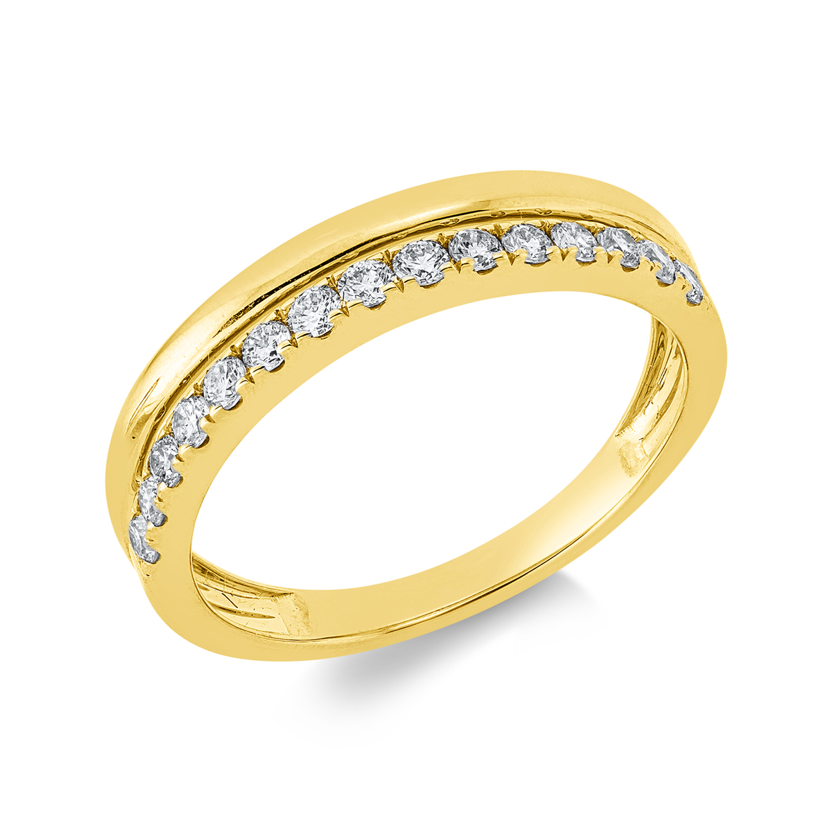 diamond full cut  modern woman ring in yellow gold