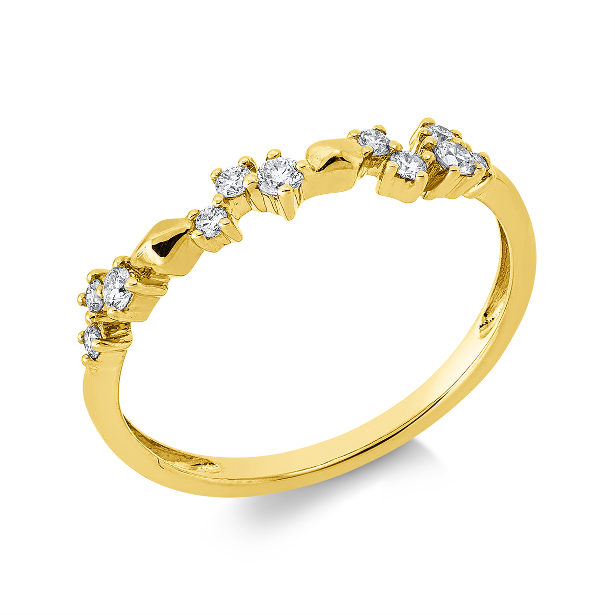 diamond full cut  modern woman ring in yellow gold