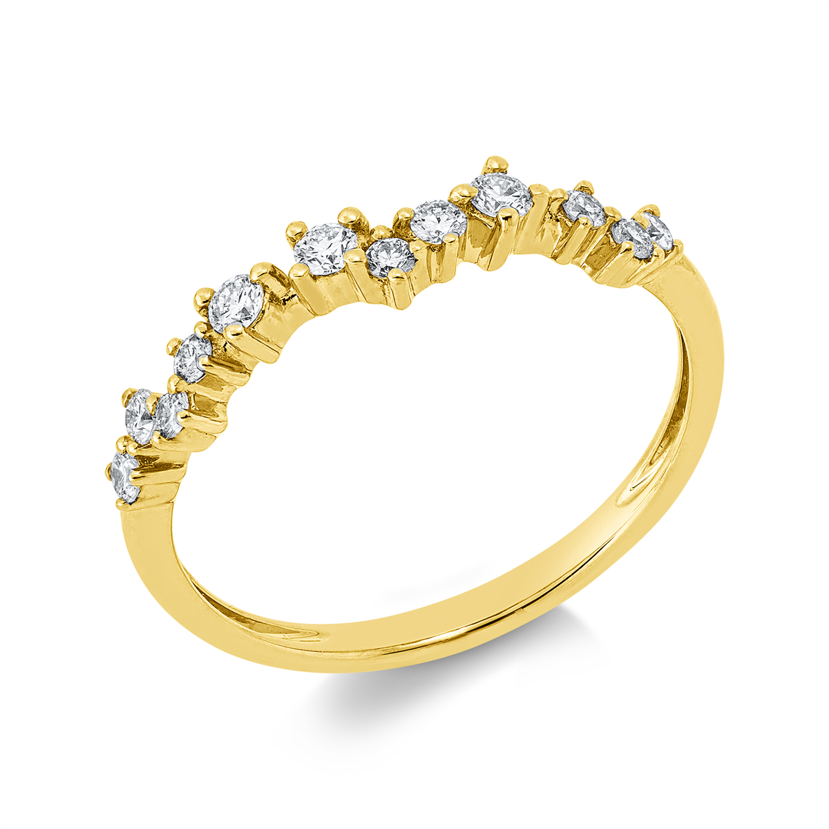 diamond full cut  modern woman ring in yellow gold