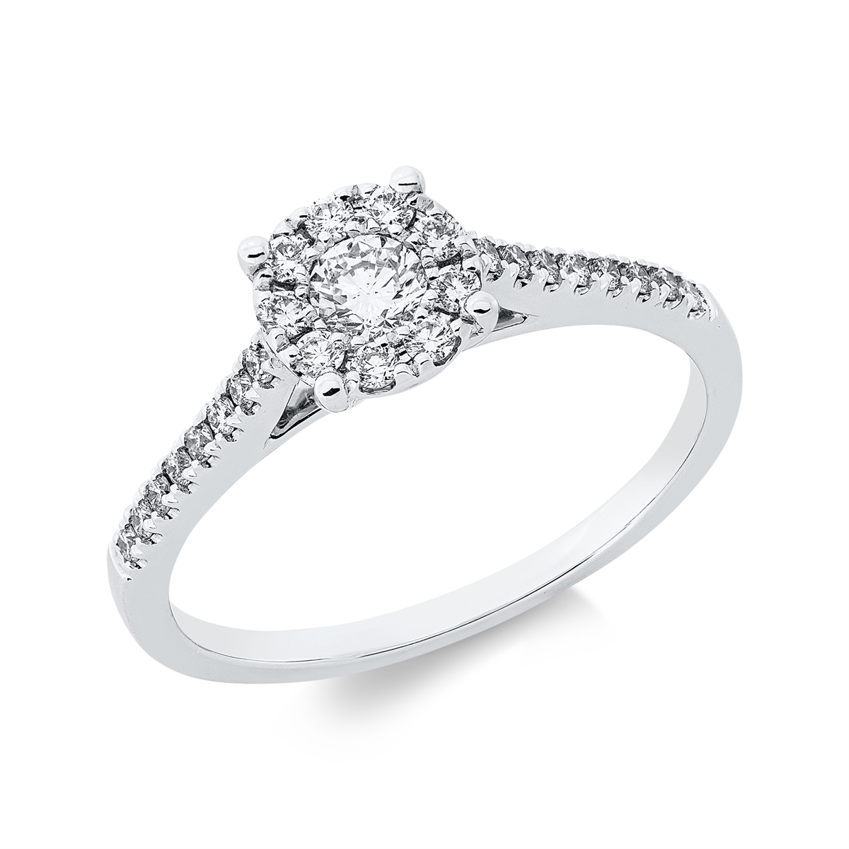 diamond full cut  modern woman ring in white gold