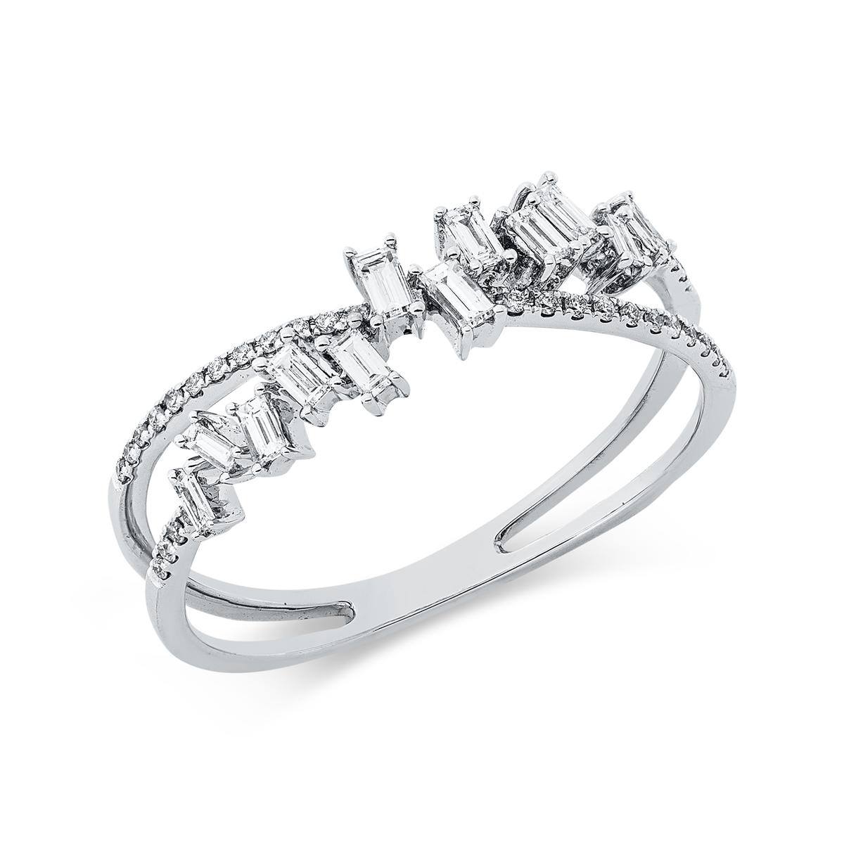 baguette  baguette ring in white gold