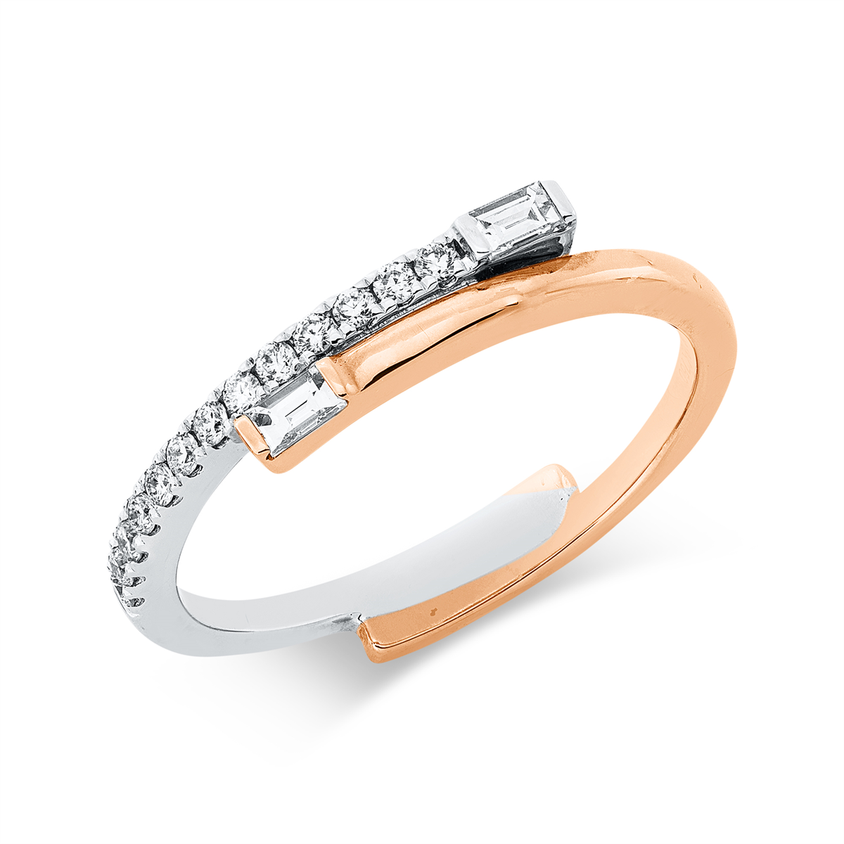 diamond full cut  modern woman ring in red gold / white gold