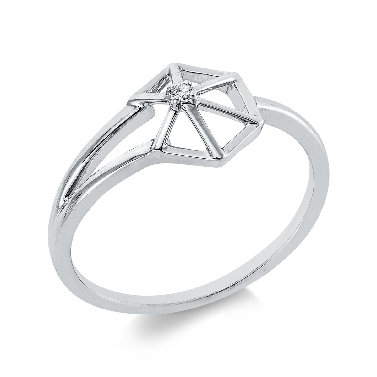 diamond full cut  modern woman ring in white gold