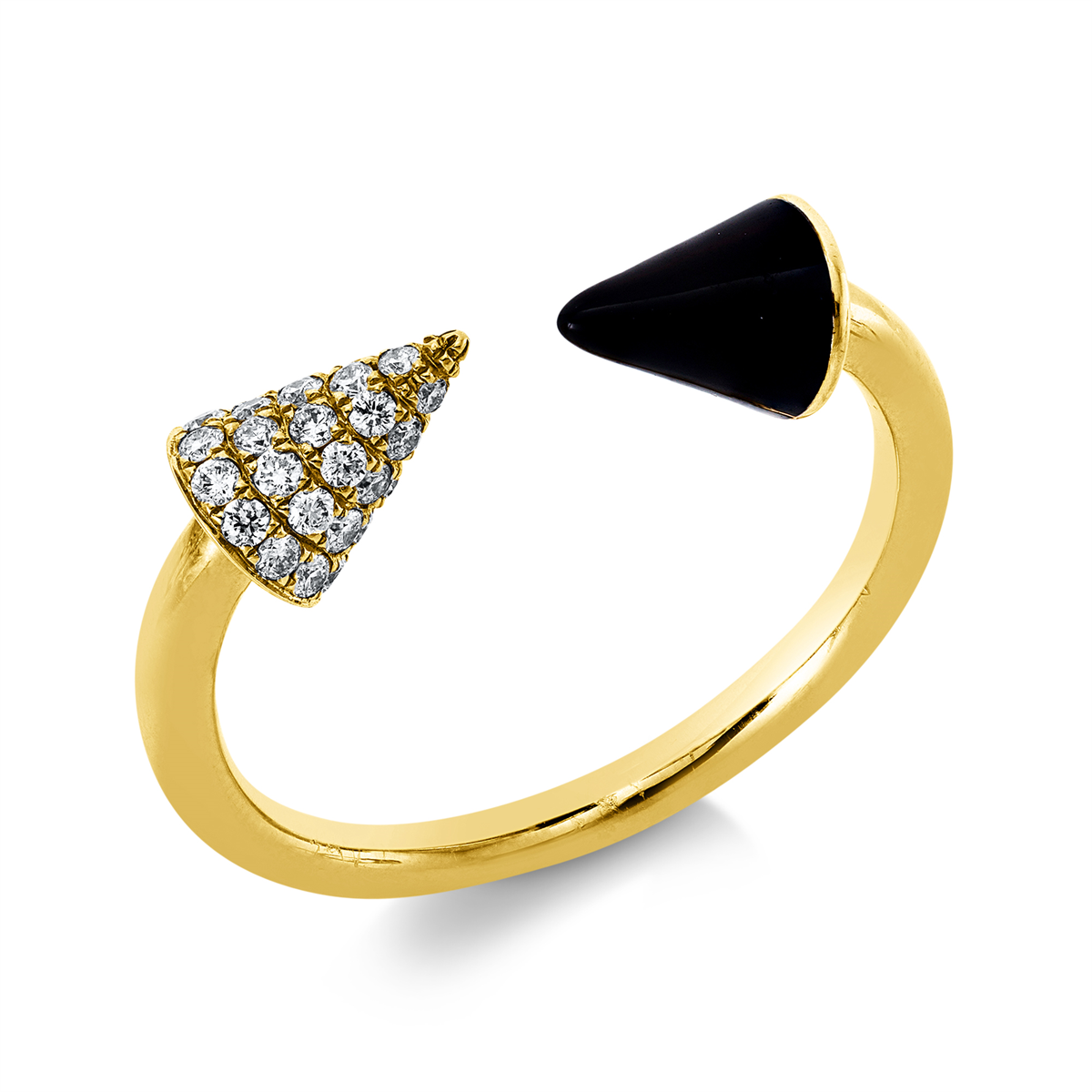 diamond full cut enamel colored stone fashion ring in yellow gold