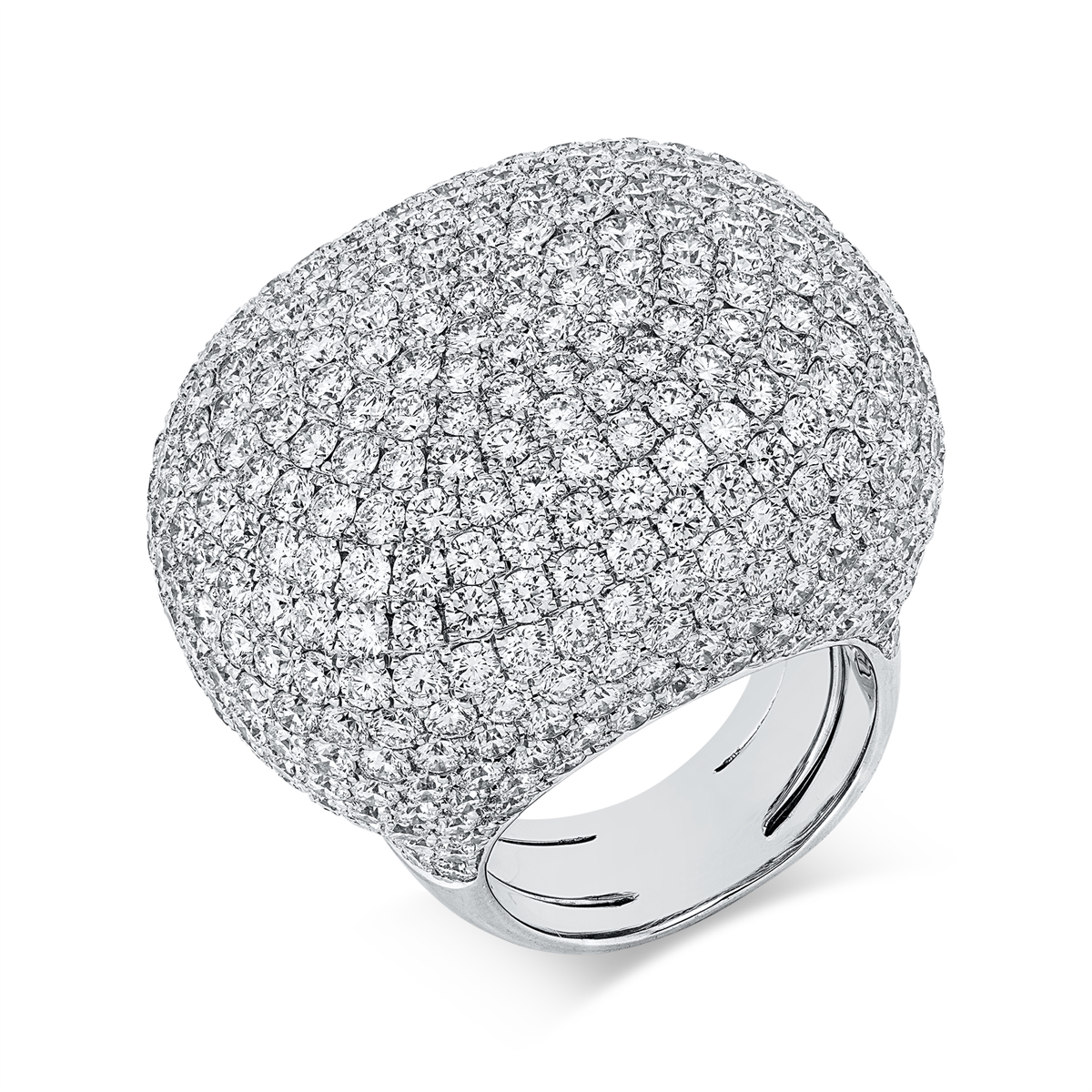 diamond full cut  pavé ring in white gold