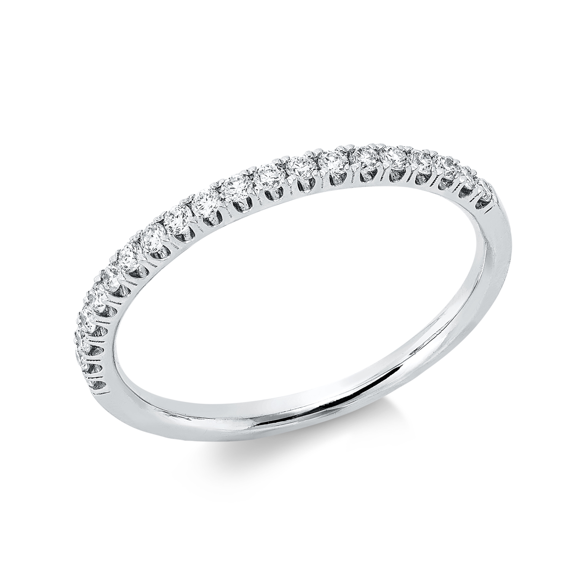 diamond full cut  eternity half ring in white gold