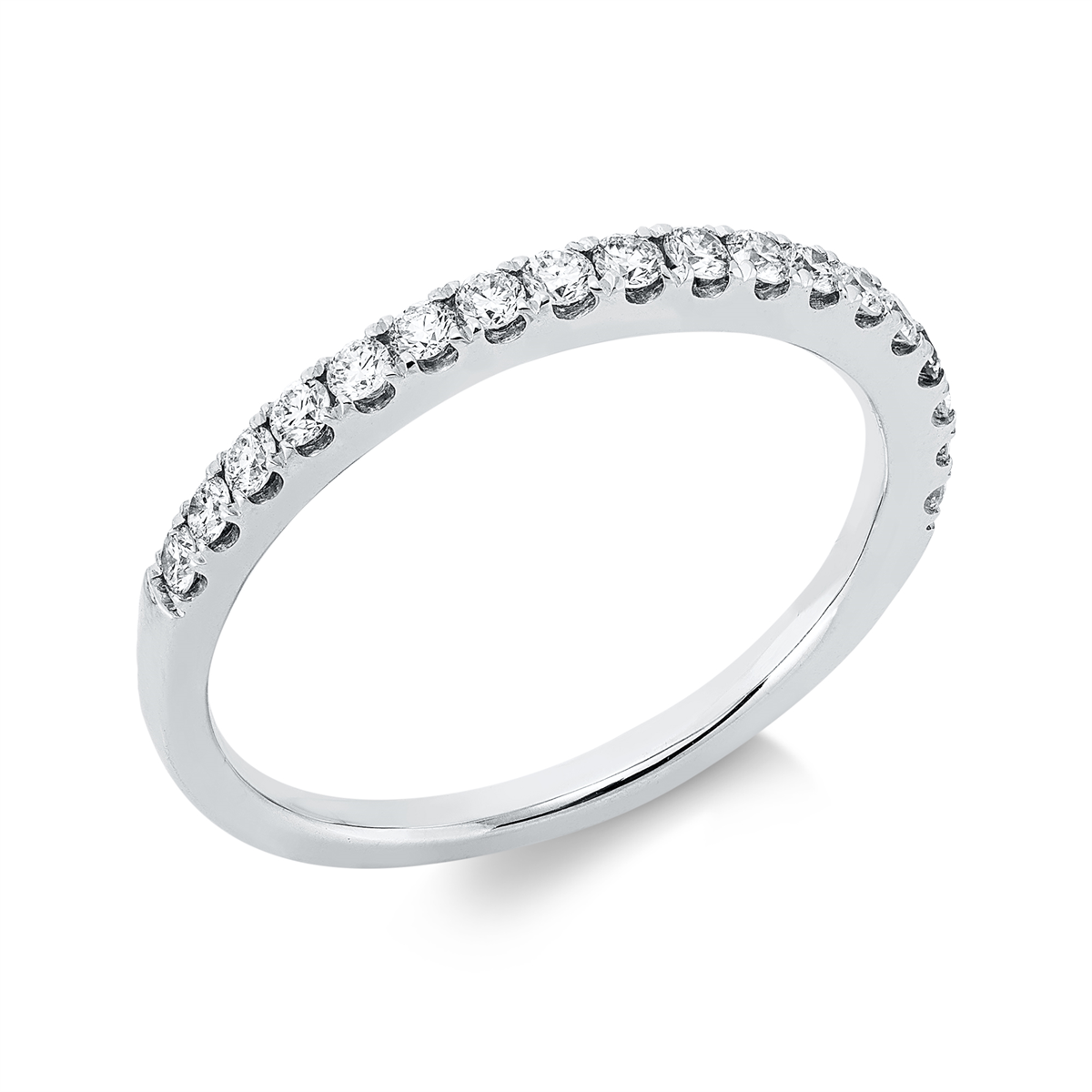 diamond full cut  eternity half ring in white gold