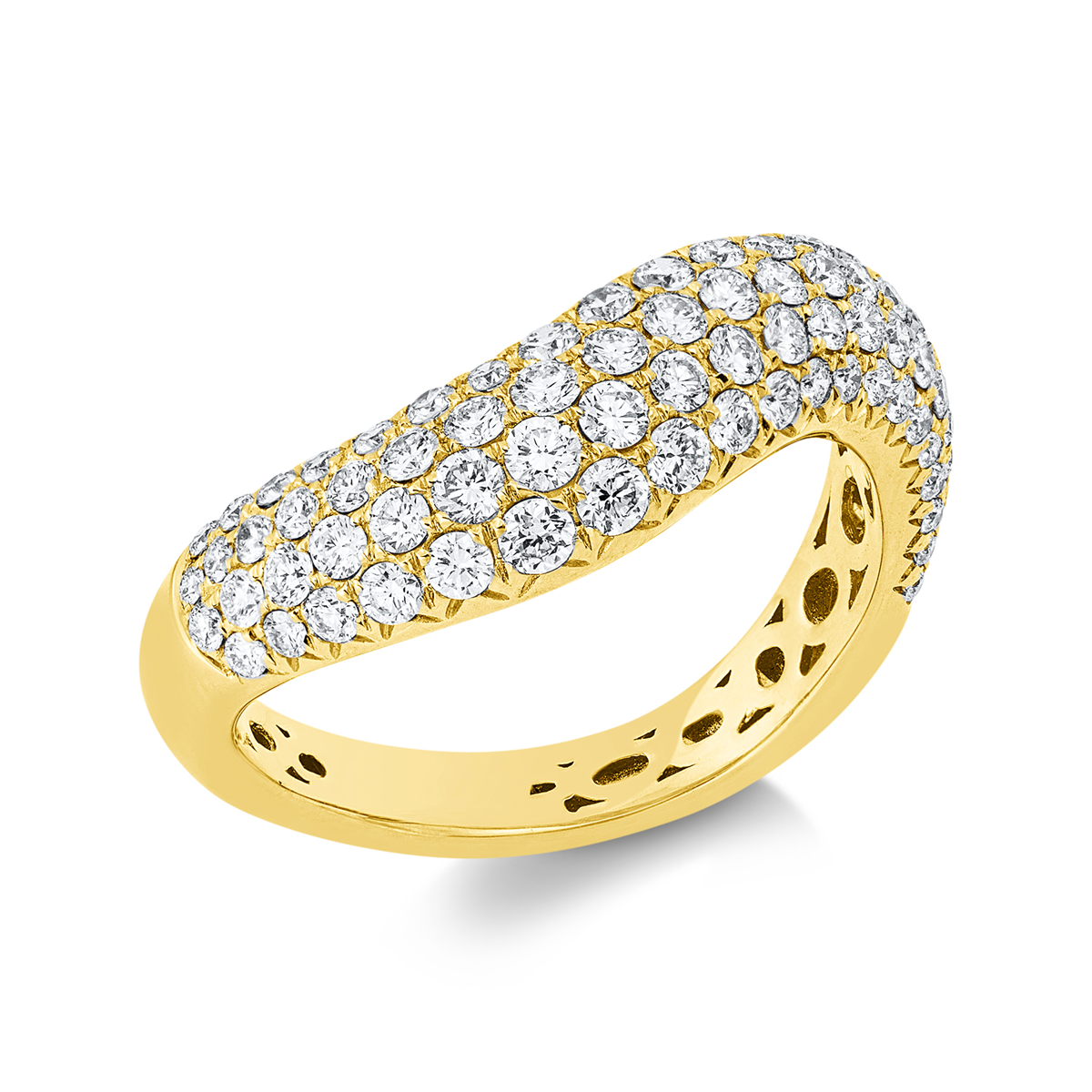diamond full cut  pavé ring in yellow gold