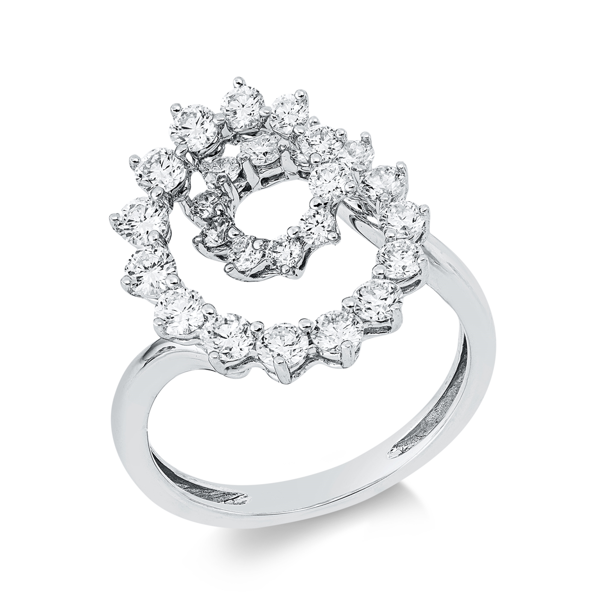diamond full cut  multi-stone ring in white gold