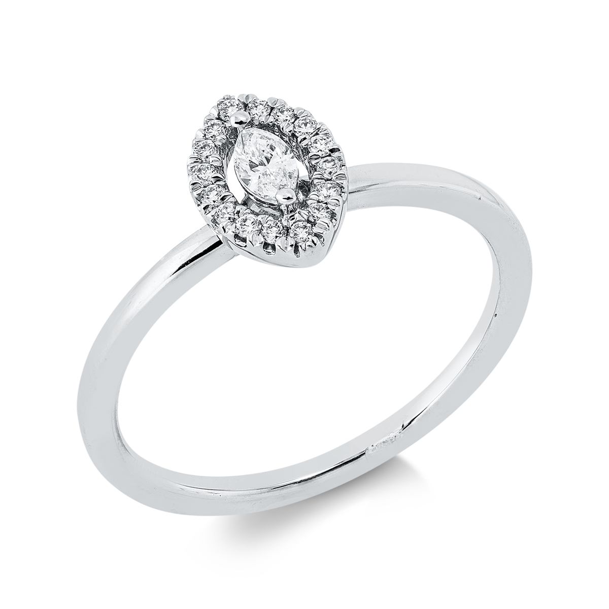 diamond full cut  solitaire with accent stones ring in white gold