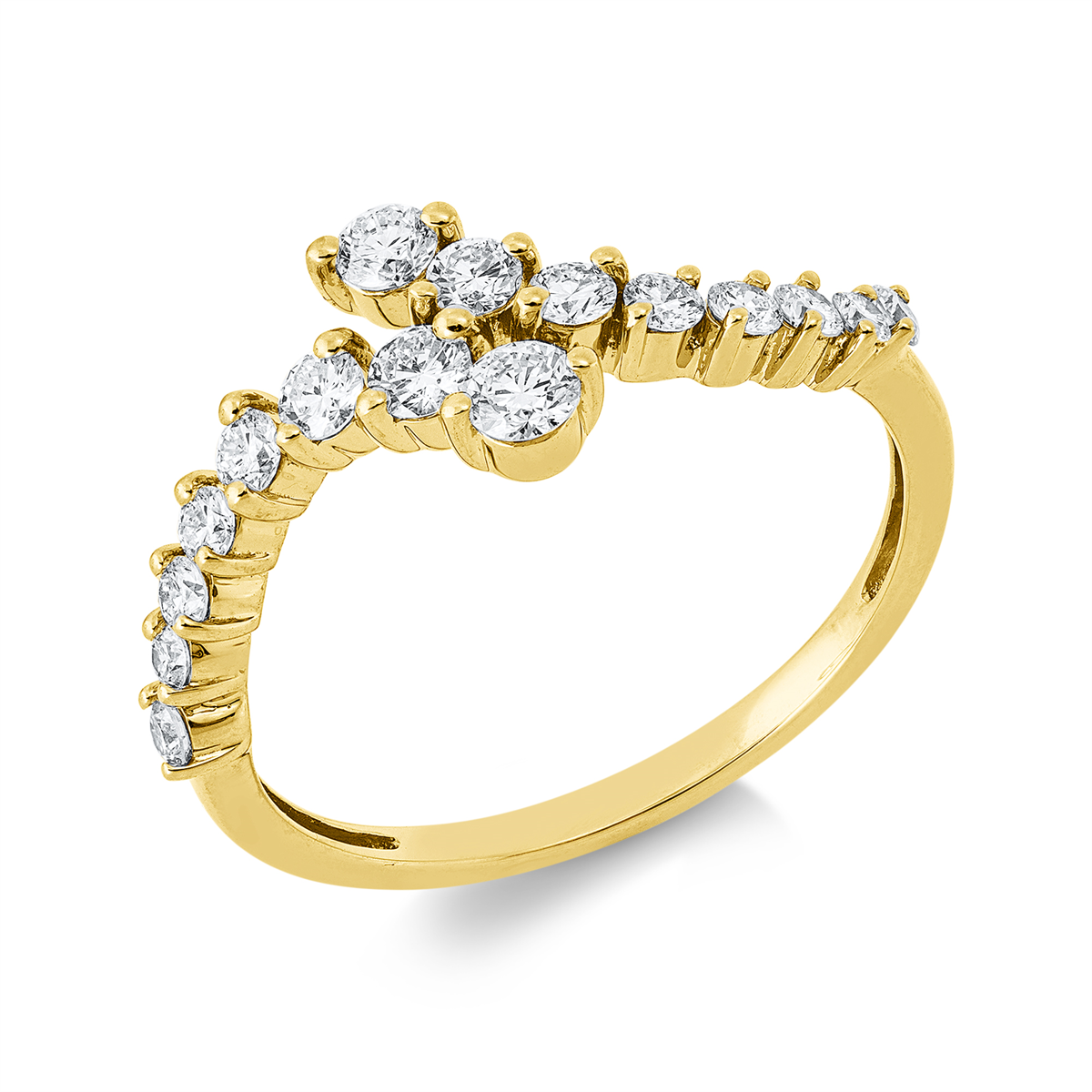 diamond full cut  modern woman ring in yellow gold