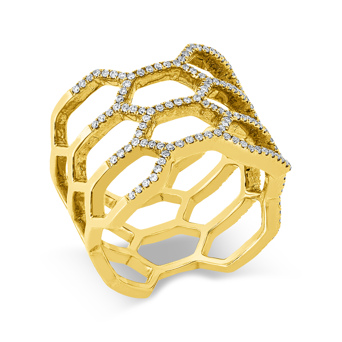 diamond full cut  modern woman ring in yellow gold