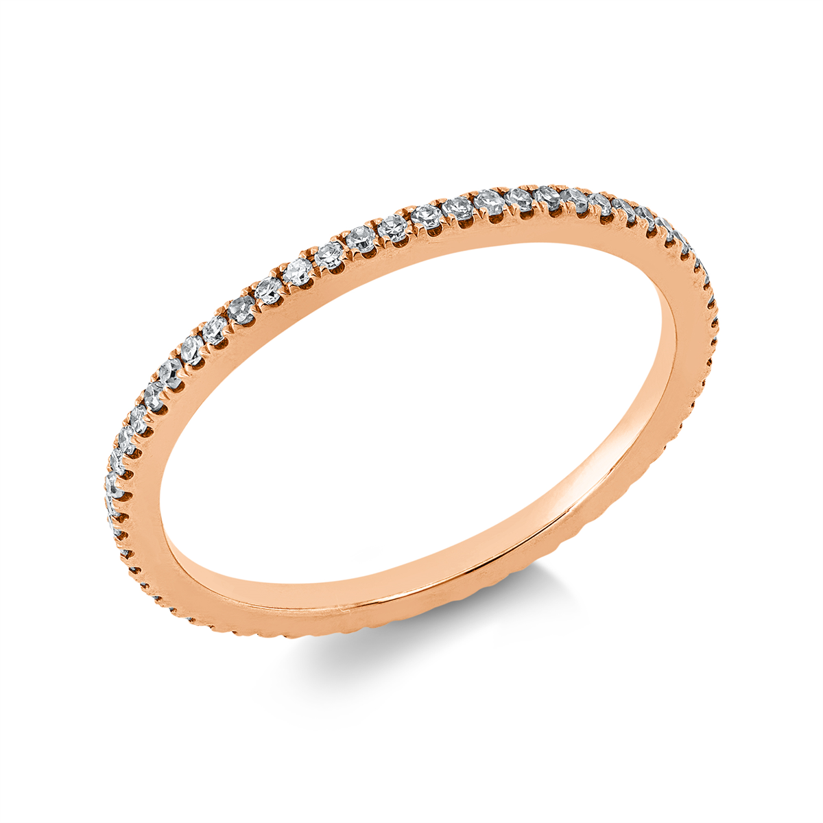 diamond single cut  eternity full ring in red gold