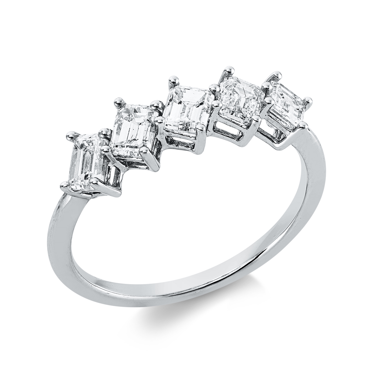 emerald cut  baguette ring in white gold