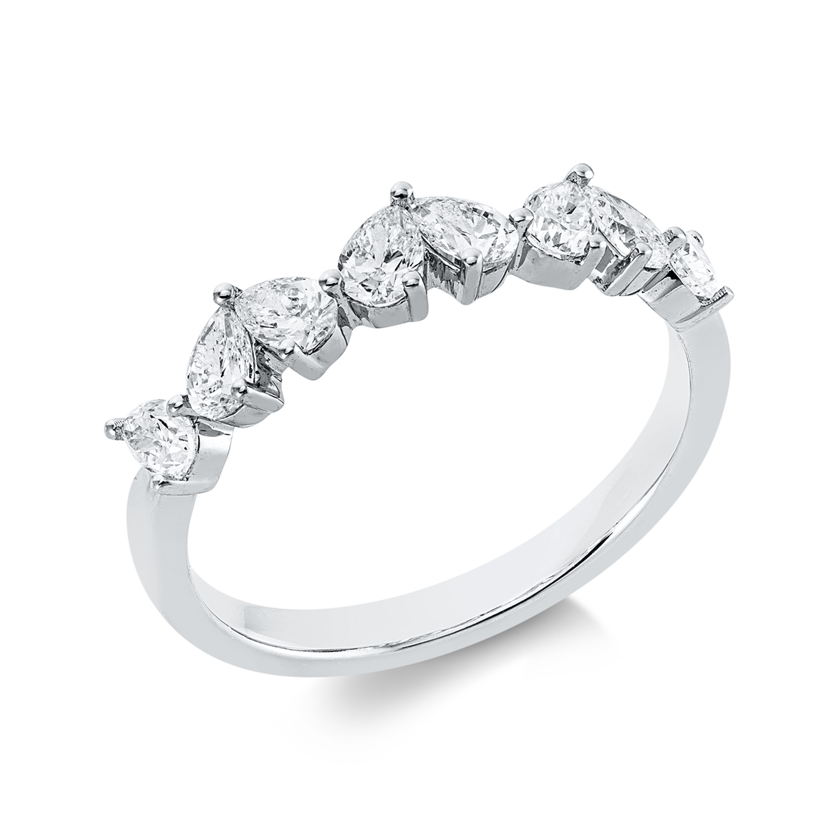 pear shape  multi-stone ring in white gold