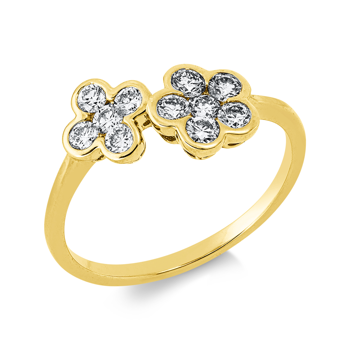 diamond full cut  modern woman ring in yellow gold