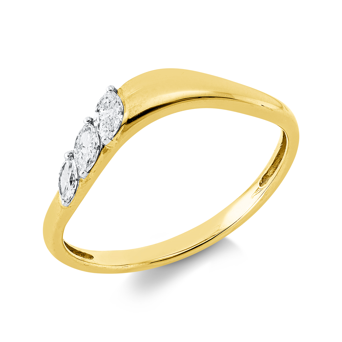 marquise  modern woman ring in yellow gold / white gold