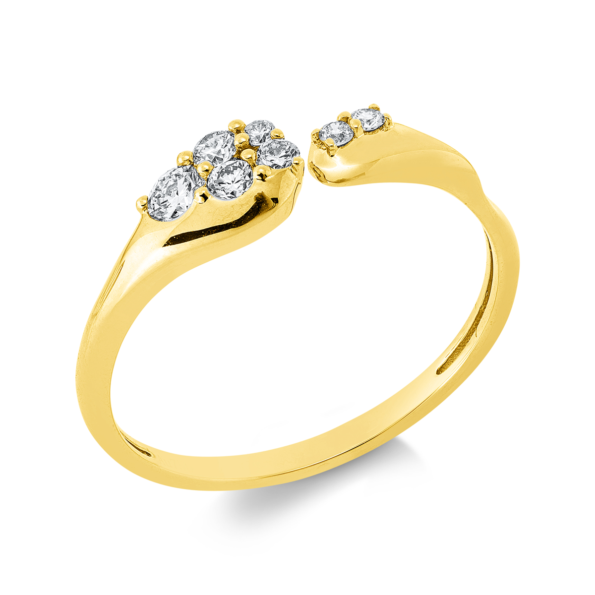 diamond full cut  modern woman ring in yellow gold