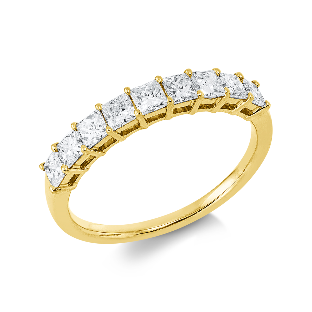 princess  eternity half ring in yellow gold