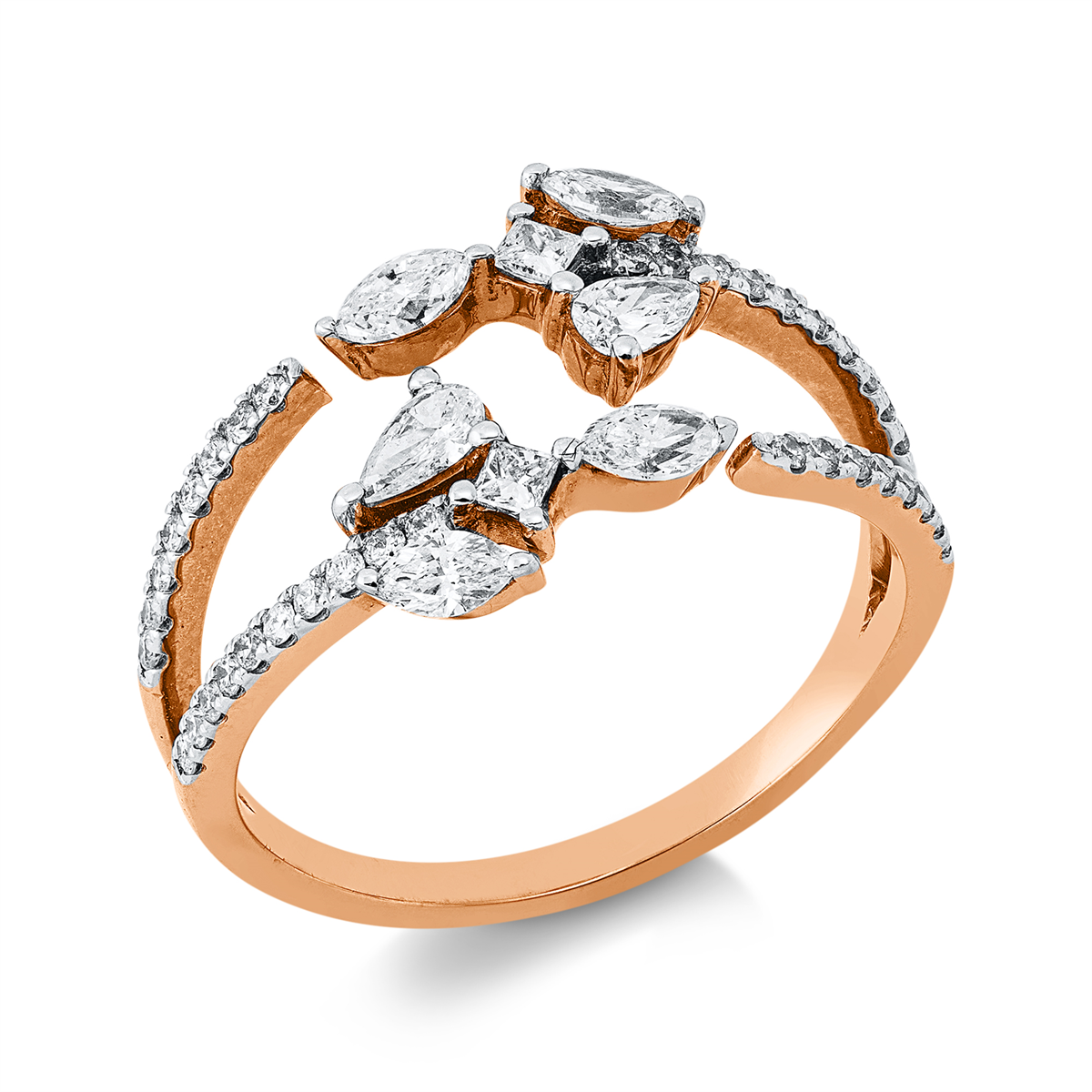 diamond full cut  modern woman ring in red gold / white gold