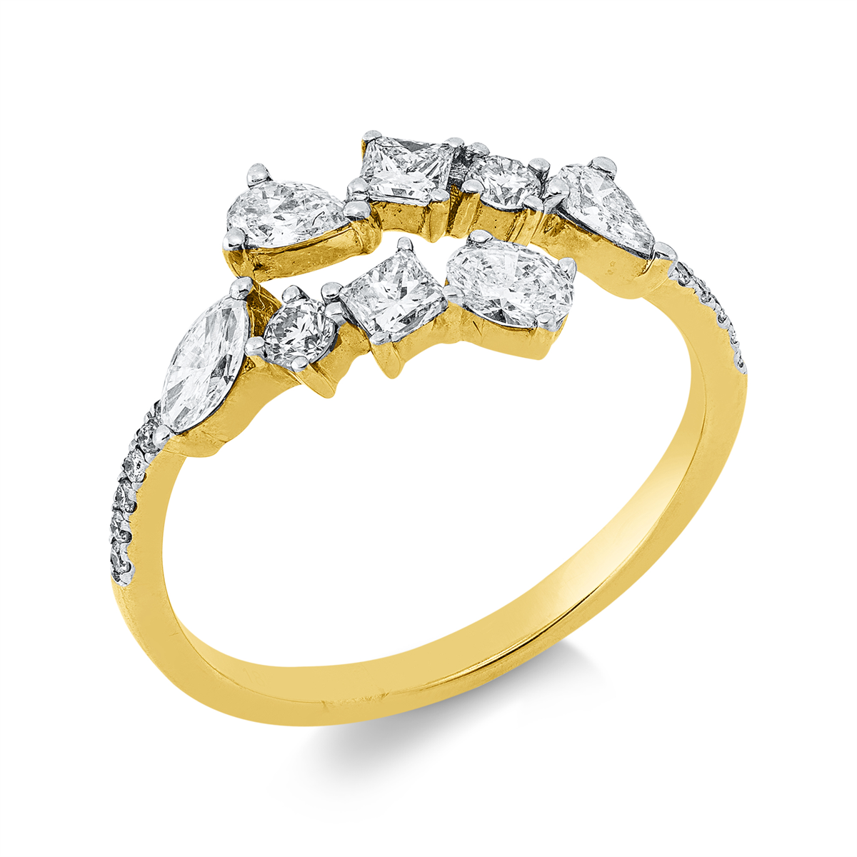 diamond full cut  modern woman ring in yellow gold / white gold