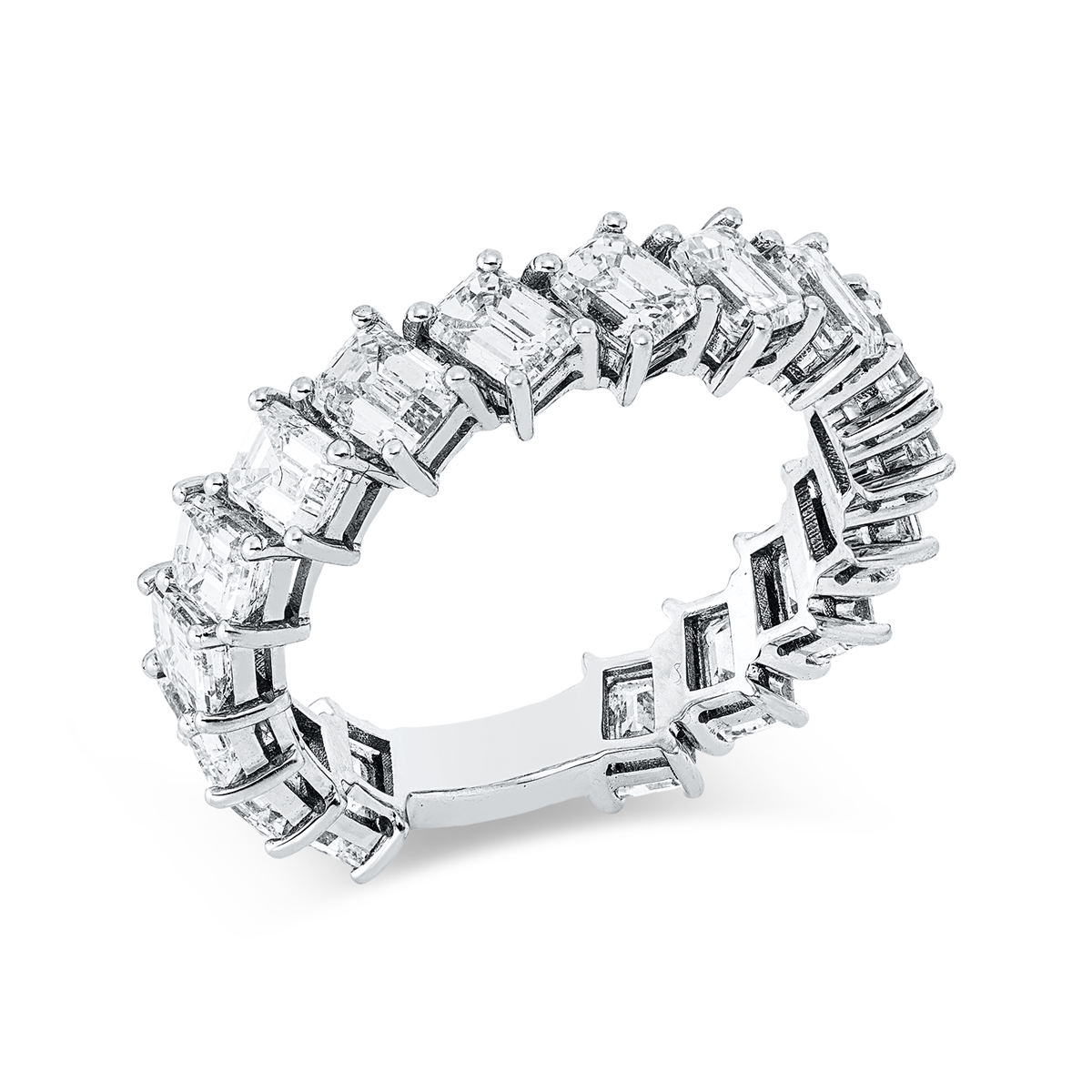 emerald cut  baguette ring in white gold