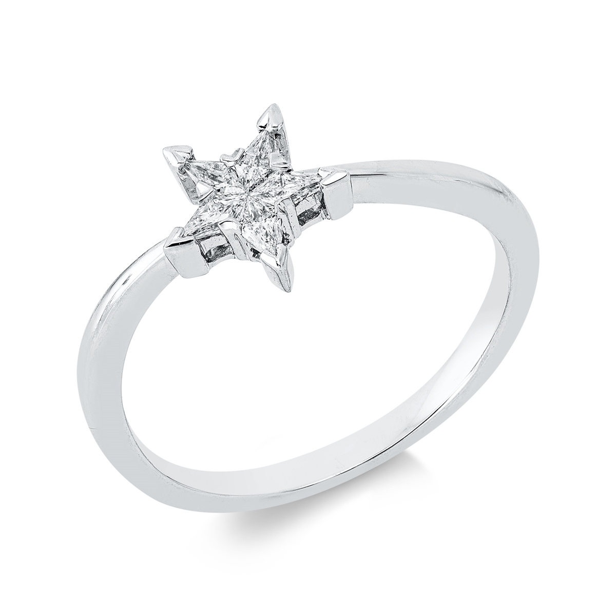 fantasy-cut  modern woman ring in white gold
